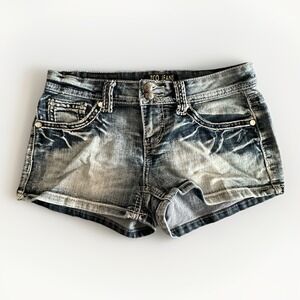 Y2K Low Rise Denim Micro Shorts Women's Size 7 Faded Wash Grunge 2000s